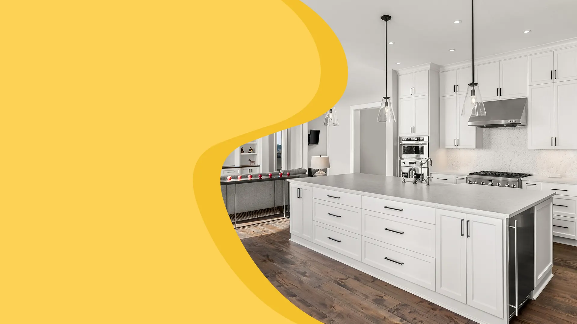 Une salle de bain et une cuisine en couleurs